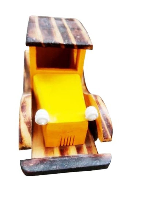 RAMADHARI CREATION Wooden Vintage Car Toy, Classic Design, Yellow and Brown, Handcrafted Channapatna Toys Wooden Push & Pull Along Toy Car for Kids, Boys Toy for 1 Year Old - Image 2